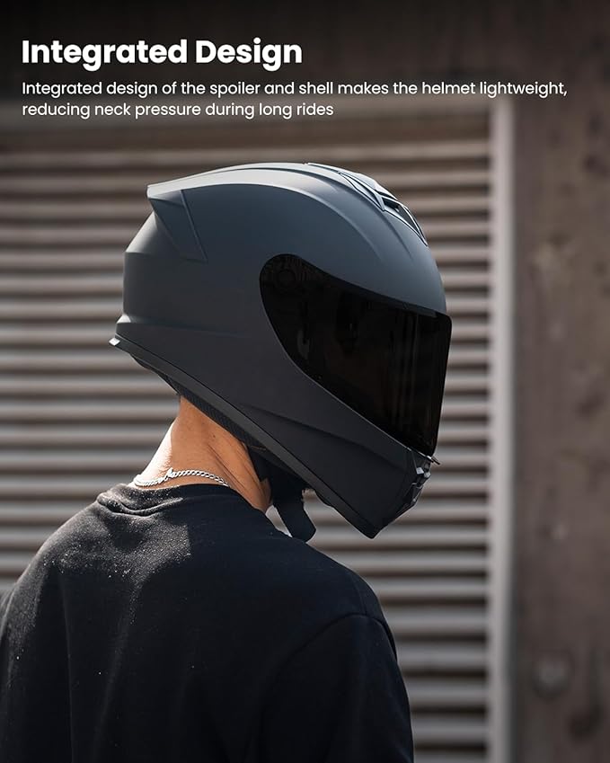 Motorcycle Helmets for Adult Men Women, Full Face Lightweight Street Bike Racing DOT Helmet with Extra Clear Visor Model AU-T801