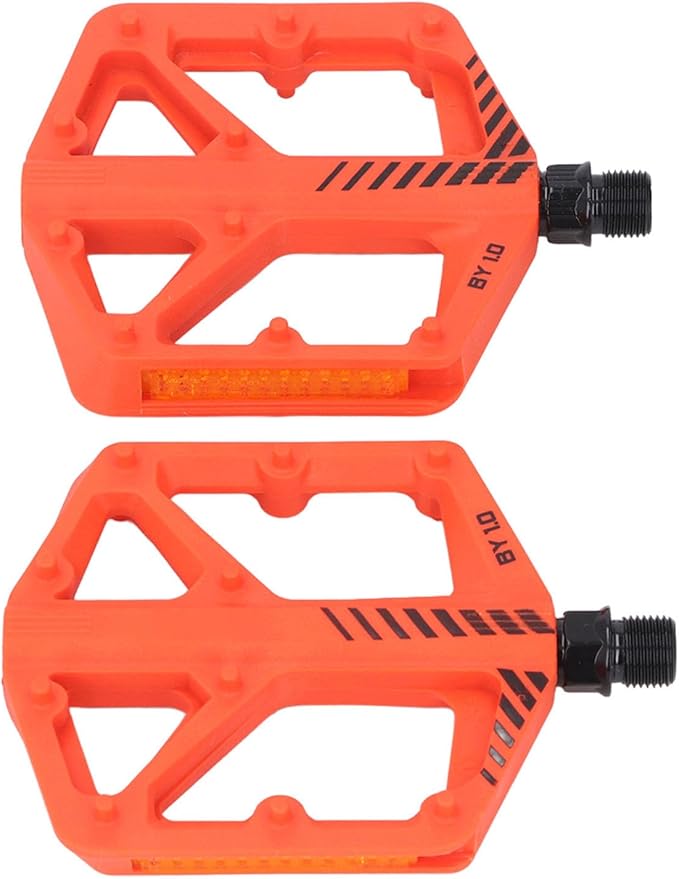 Cycle Pedal Nylon Fiber Enlarged Anti Slip Flat Platform Pedal for Road Mountain Cycle Lightweight Robust Durable Universal Fit 1 Pair (Orange)