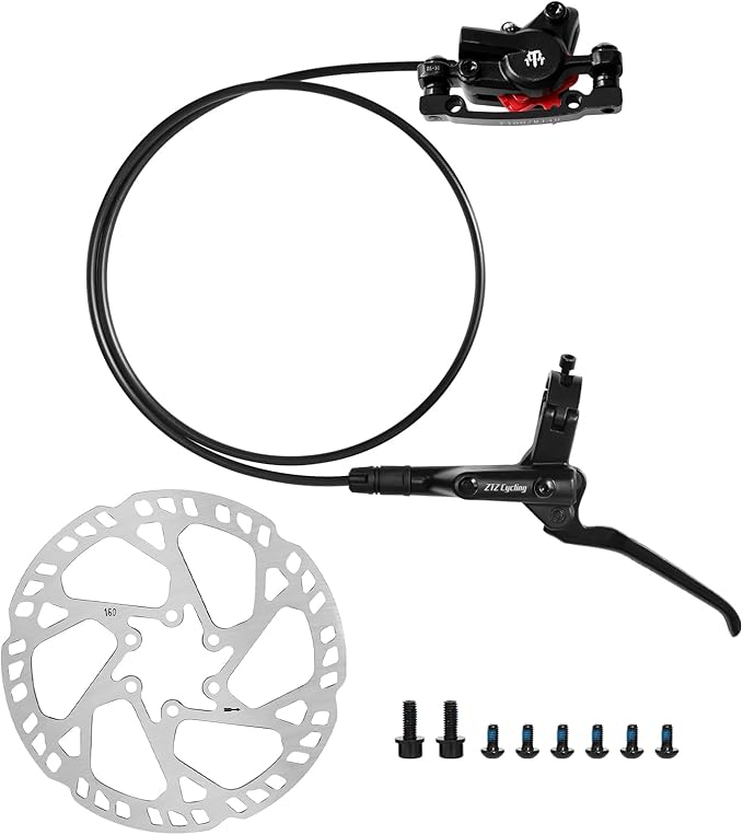 ZTZ MTB Hydraulic Disc Brake Set, Dual Piston Hydraulic Brake Kit with 160mm Rotors for Mountain Bike（Left Front 850mm and Right Rear 1550mm） (Only Front)