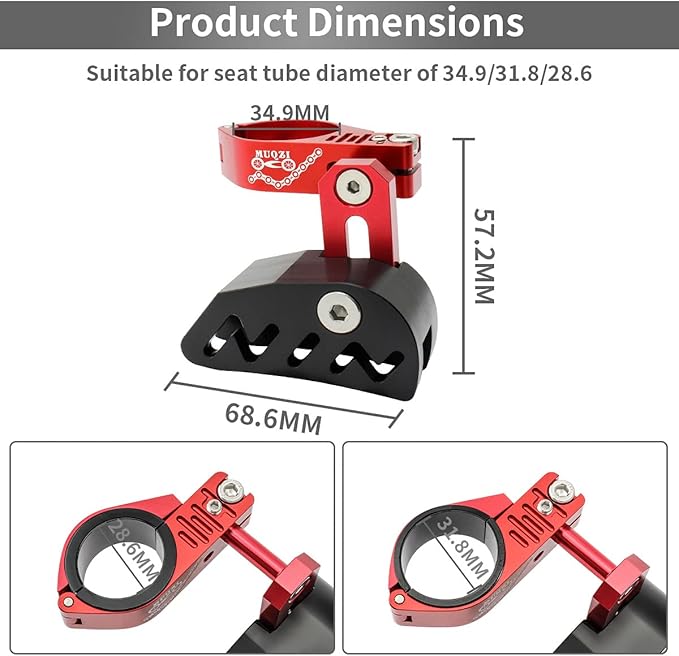 MUQZI Chain Guide, Aluminum Alloy Bike Chain Guide Mountain Bike Chain Deflectors Adjustable MTB Cycle Single Crankset Bicycle Chain Protector