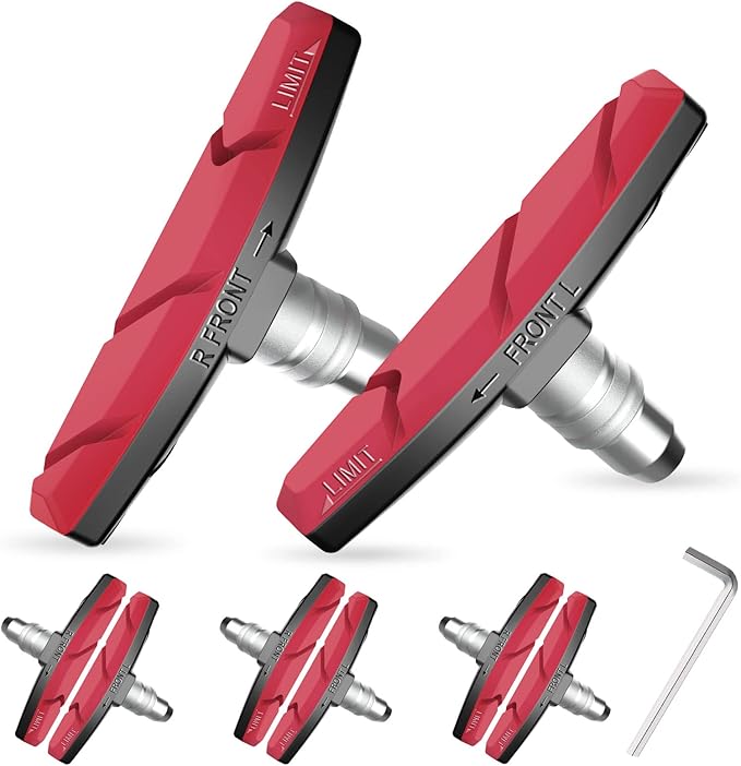 Bike Brake Pads Set, Alritz 3 Pairs Road Mountain Bicycle V-Brake Blocks Shoes with Hex Nut and Shims, No Noise No Skid, 70mm, for Front and Back Wheel