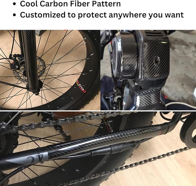 TURBOOST Bike Frame Protection Tape Sticker Vinyl Wrap Skin, MTB Paint Chainstay Chain Guard Corner Protector Film, Carbon Filter Pattern, 3m (120”) Length, Various Width Option
