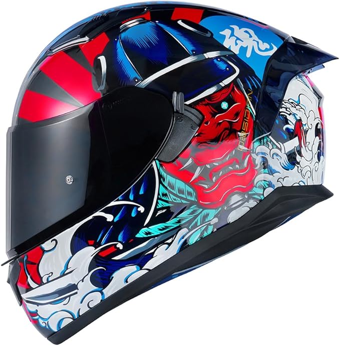 HAX Obsidian Full Face Dual Visor Adult Motorcycle Helmet for Motorbike Street Bike with Pinlock Ready DOT Approved Samurai Red XXL