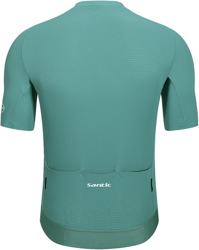 Santic Men's Cycling Jersey Short Sleeve Tops Pro Road Bike Shirt Full Zipper UPF 50+ Bicycle Jersey with Pockets