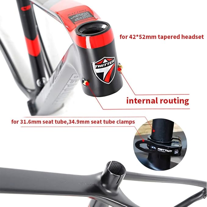 Carbon Hardtail Mountain Bike Frame 27.5er 29er Disc Brake Bike Frame 15''/17''/19'' XC Internal Routing Frame Thru Axle 12 * 148mm Boost(Orange,17'')