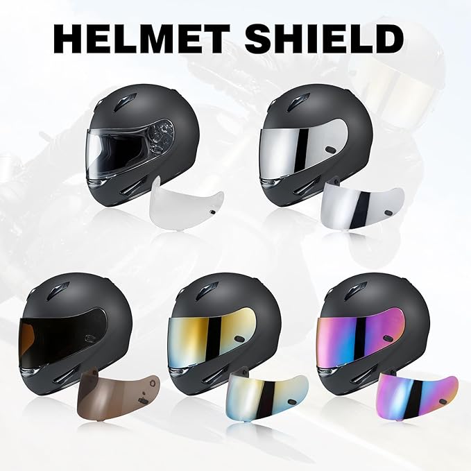 HJ-09 Helmet Visor Face Shield Compatible with CL-15/ CL-16/ CL-17/ CL-SP/AC-12 /FS-10/ CS-R1/ IS-16/ CS-R2/ TR-1 (Chrome Silver)