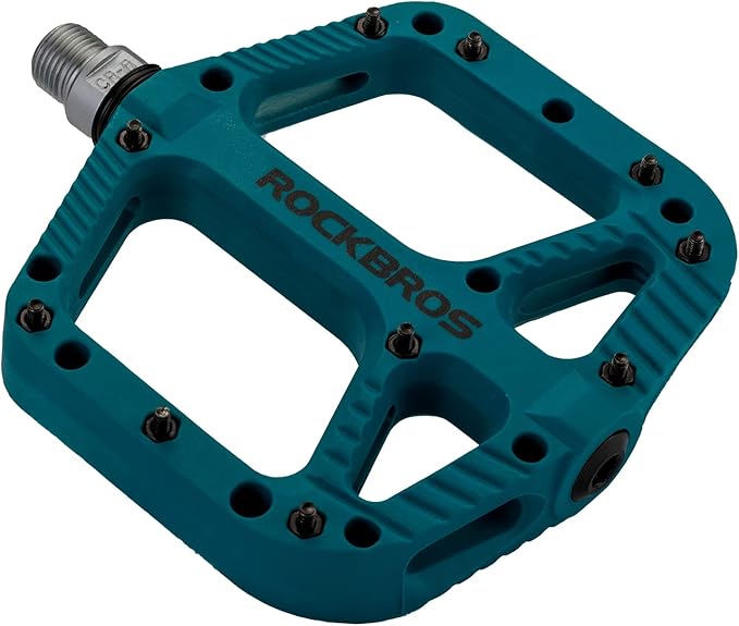 Rock BROS Mountain Bike Pedals Nylon Composite Bearing 9/16" MTB Bicycle Pedals with Wide Flat Platform