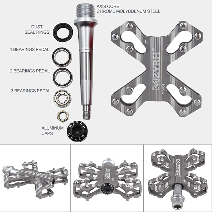 ThinkTop 3 Bearing Ultralight MTB BMX Road Mountain Bike Pedals Platform Flat Aluminum Sealed Ever Lubricate Bearing Axle 9/16 Inch