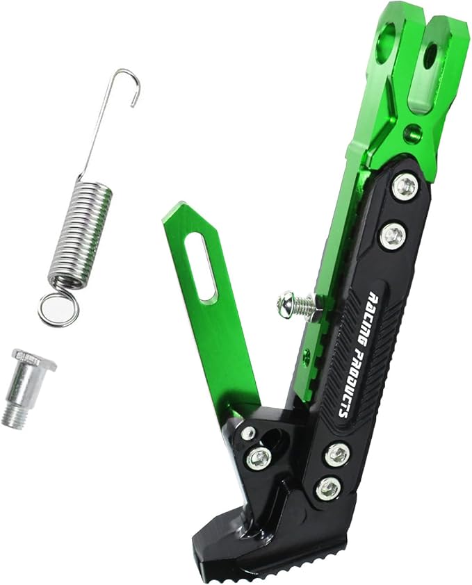 Motorcycle Universal Kickstand Adjustable Modified CNC Aluminum Alloy Adjustable Tripod Holder Kickstand Foot Side Support Stand Motor Scooter Motorbike Motocross Electric Dit Pit Bike （Red) (Green)