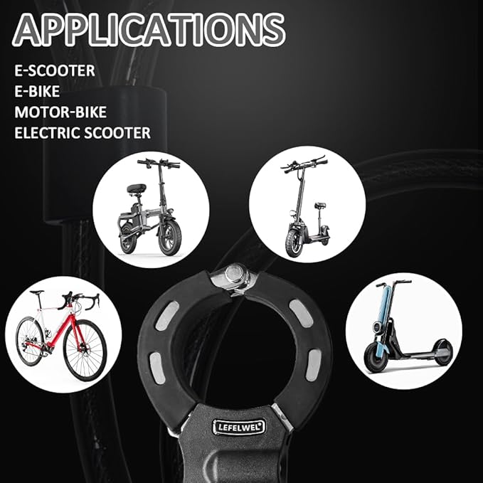Electric Scooter Lock,Scooter Locks Anti Theft,14mm Thick for E-Scooter, Electric Bike, Bicycle, Motorbikes