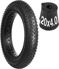 20x4.0 Fat Tire and Tube, Folding 100-406/20 x 4 Fat Tire Puncture Resistant with Ebike Tires 20x4 Inner Tube, 20 Inch Fat Tires for Snow, Beach, Mountain