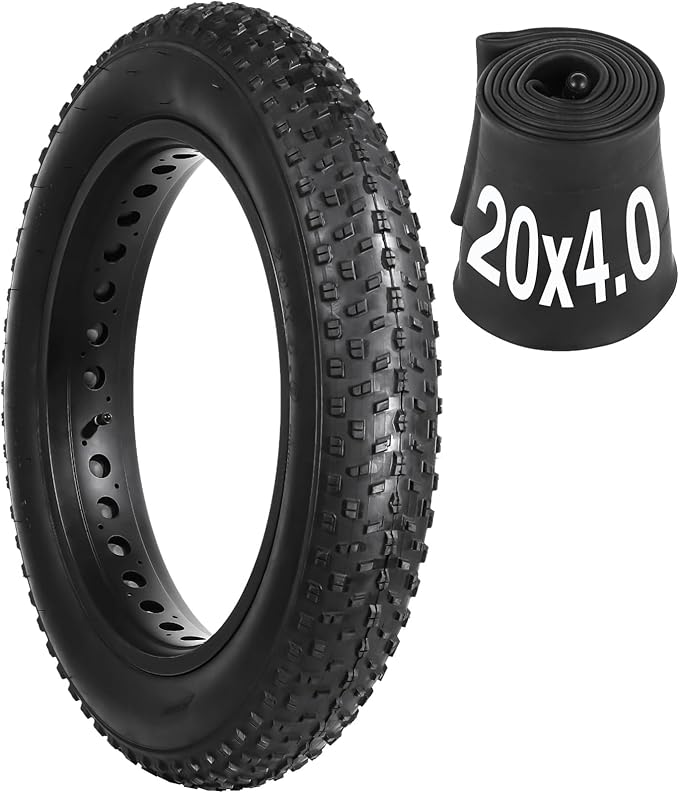 20x4.0 Fat Tire and Tube, Folding 100-406/20 x 4 Fat Tire Puncture Resistant with Ebike Tires 20x4 Inner Tube, 20 Inch Fat Tires for Snow, Beach, Mountain