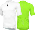 Wulibike Cycling Jersey Men Short Sleeve, Road Bike Shirts 1/4 Zipper with Pockets, Bicycle Clothing Breathable Quick Dry