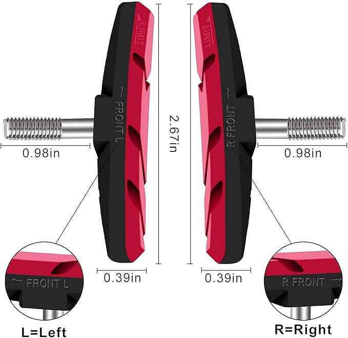 Chooee Bike V-Brake Pads, Bicycle Brake Pad Set, 2 Pairs Universal Brake Shoes