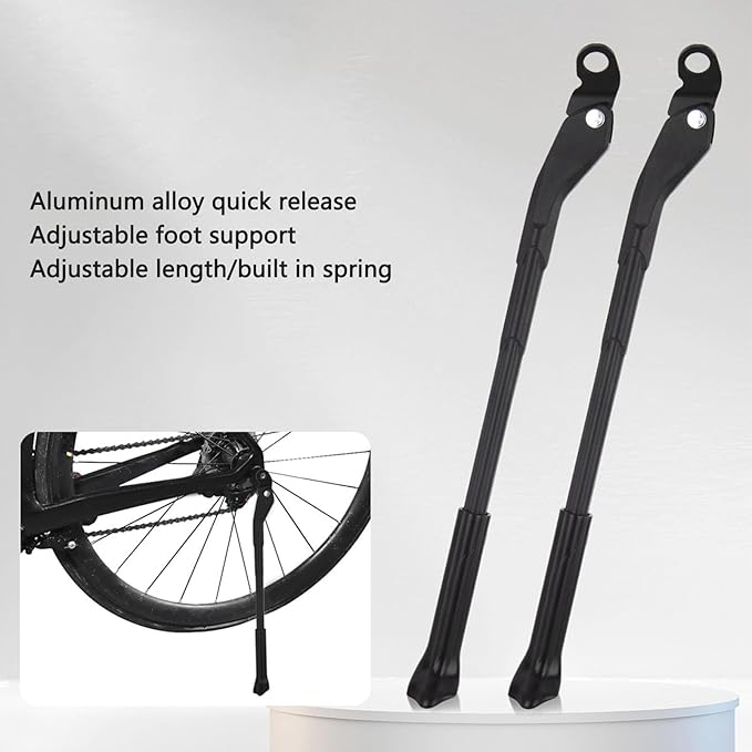 Alomejor Mountain Bike Stand, Adjustable Sturdy Aluminum Alloy Kickstand for 22-29 Inch 700C Wheels for Cyclists Trail Rides Commuting Home Storage