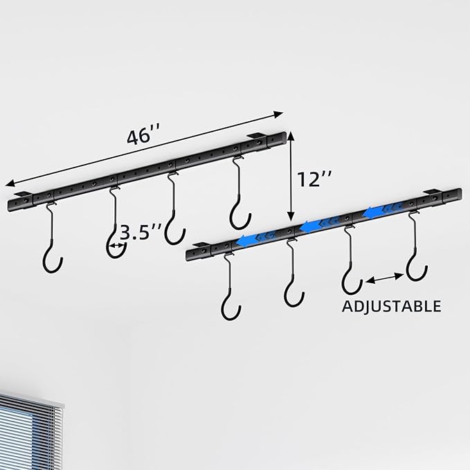 Urban Deco Ceiling Mounted Bike Rack for Garage, Indoor Metal Bike Hanger with 8 Adjustable Ceiling Hooks Hold 4-8 Bikes, Space-Saving Garage Bike Storage for Storing Bike (2-Piece Set)