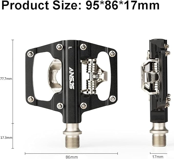 MTB Mountain Bike Pedals Dual Function/Sided Platform Compatible with SPD Clipless Pedal 3 Sealed Bearings Lightweight Aluminum 9/16″ Bicycle Pedals with Cleats for Road（M213）