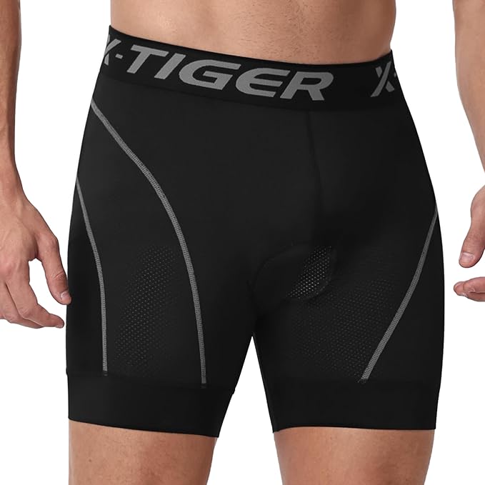 X-TIGER Bike Shorts for Men 5D Gel Padded Anti-Slip Leg Cycling Underwear Mountain Bicycle Riding Road Biking Liner