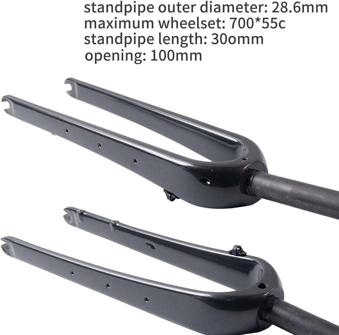 Gravel 700C Carbon Fiber Rigid Fork Road Bike Forks QR 9 * 100mm 1-1/8" 28.6mm Straight/Tapered Tube Hard Front Fork Front Fork Bikes for 55C Tires Disc Brake