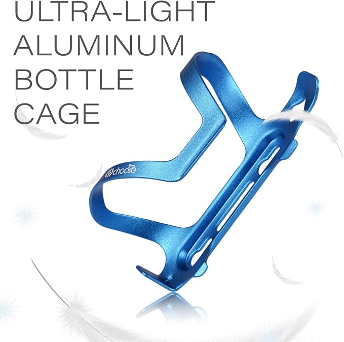 Chooee Bike Water Bottle Holder Aluminum, Bicycle Water Bottle Cage for Road Bikes Mountain Bikes Blue 2-Pack