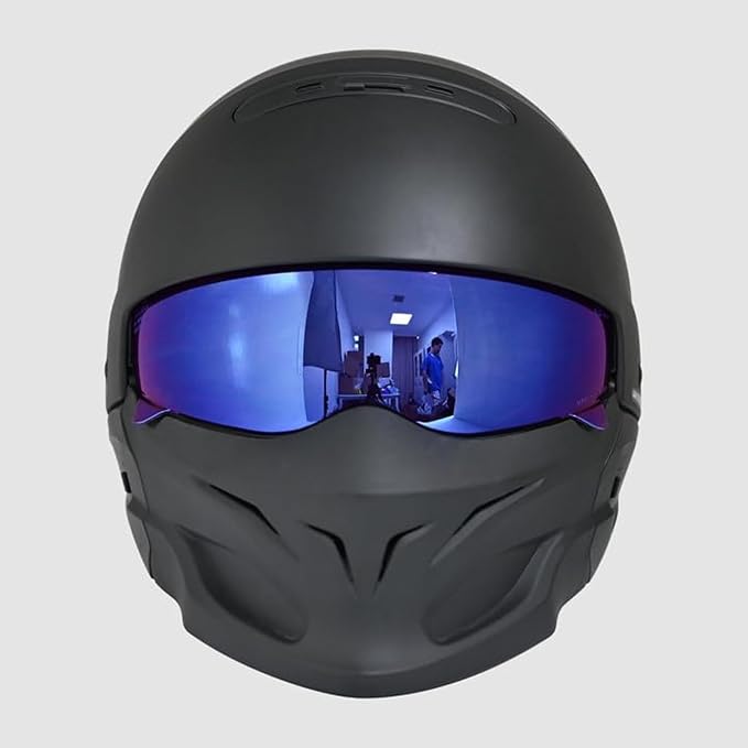 Compatible with EXO Covert Visor Replacement Motorcycle Helmet Visor Sun Protection Anti-Scratch, Universal(Revo Deep Blue)