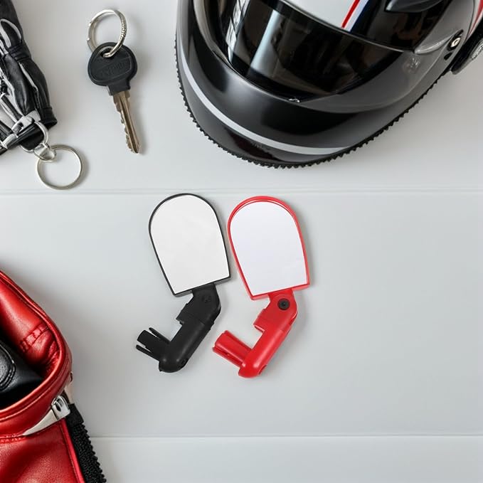 Zerodeko 2 Pairs Adjustable Rearview Bike Mirrors for Handlebars, Lightweight Reflective Bicycle Mirrors for Mountain and Road Bikes, Shockproof Cycling Accessories with Crimson and Ebony