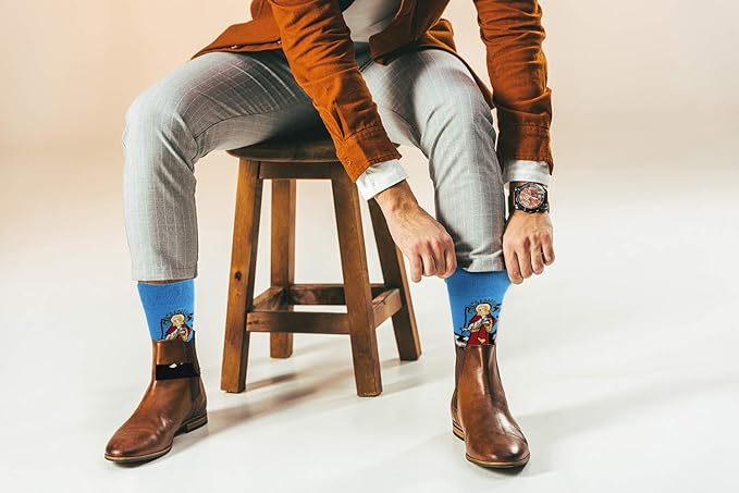 Real Sic Fun Socks for Men and Women - Cozy Cotton Dress Socks with Colorful Designs - Cool, Casual, Wacky Patterned