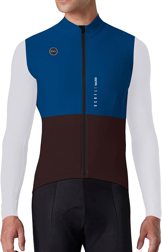 GCRFL Men's Cycling Jersey Long Sleeves Road Bike Jersey Shirt Cycling Tops, Zipper Pocket Lightweight PRO Race Fit UPF 50+