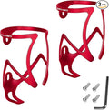FIFTY-FIFTY 2-Pack Bike Water Bottle Holder, Aluminum Alloy Water Bottle Cage, Lightweight Bicycle Cup Holder Rack with Screws Tool, Universal Bicycle Drink Cage for MTB, Road Bike (Red)