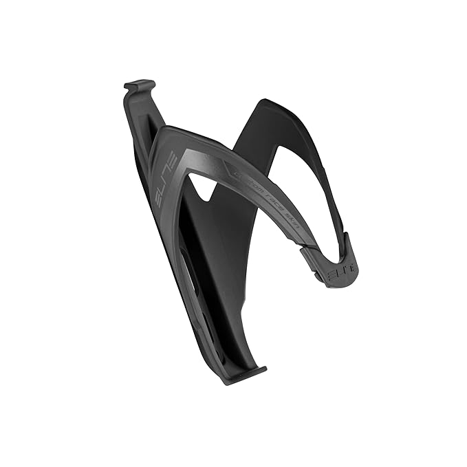 Elite Custom Race Cage – Soft Touch Black with Black Graphics, Pro-Level Bottle Cage for Road and MTB Bikes – Adaptive Rubber System, Fiber-Reinforced FRP Body, Secure Grip and Vibration Absorption