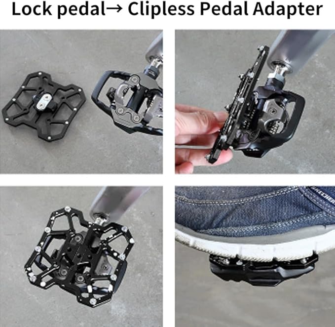 1 Pair Aluminum Alloy Bike Clipless Pedal Adapters to Universal Platform Pedal Converter for Mountain & Road Bikes