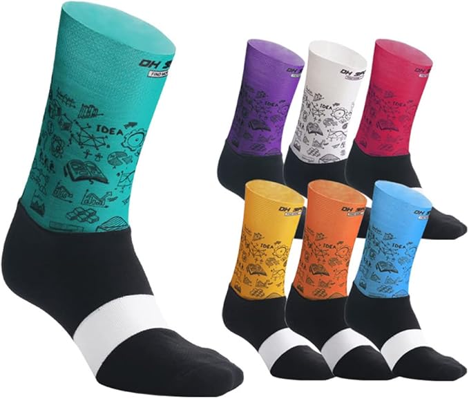 Cycling Socks Pro Mens Womens Riding Socks Bicycle Bike Sport Ankle Athletic Socks XC MTB BMX White Yellow Blue Green Red