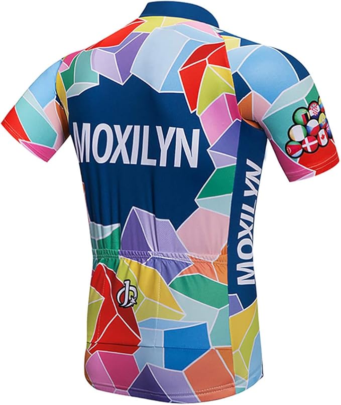 MOXILYN Men's Cycling Jersey Full Zip Riding Clothing Mountain Bike Tops Quick Dry - Bike Shirts