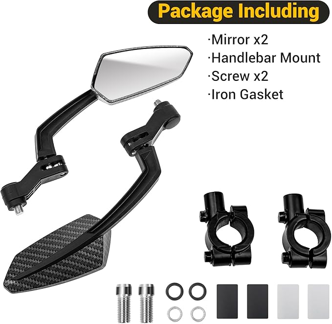 Bike Mirrors for Handlebars, 360° Rotatable Cycling Rear View Mirrors, Wide Angle Safe Shockproof Bike Mirrors Road, Bicycle Universal Fit Accessories 1 Pair (Black)