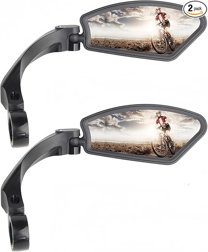 2 Pack Adjustable Handlebar Bike Mirror,Universal Fit Rearview Bicycle Mirrors,Scratch Resistant Glass Lens,360° Rotatable Safety E-bikes Rear View Mirrors,Compatible with Mountain Bikes,Road Bikes