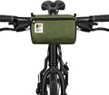 Bike Handlebar Bag – Waxed Canvas Exterior with Quick-Access Waterproof Zipper, Side Mesh Pockets and Spacious Storage – Ideal for Cycling, Commuting and Adventure Rides (Olive Green)