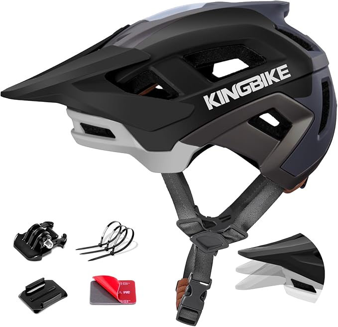 KINGBIKE NTA-8776 Mountain Bike Helmet Professional Ebike Helmets with 3-Level Adjustable Visor & Camera Mount E-MTB Helmet for Adults Men Women Youth E-Bike Safety Certified