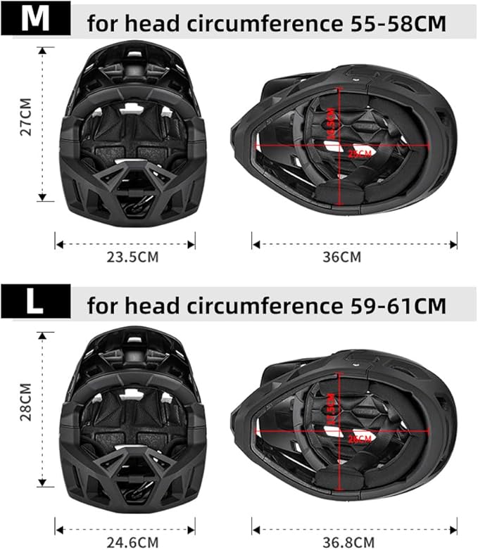 Lixada Adult Bike Helmet, Full Face Mountain Bike Helmet Lightweight Bicycle Helmet with Pads & Visor, Comfort Cycling Helmet Racing Downhill MTB Helmet for Men Women