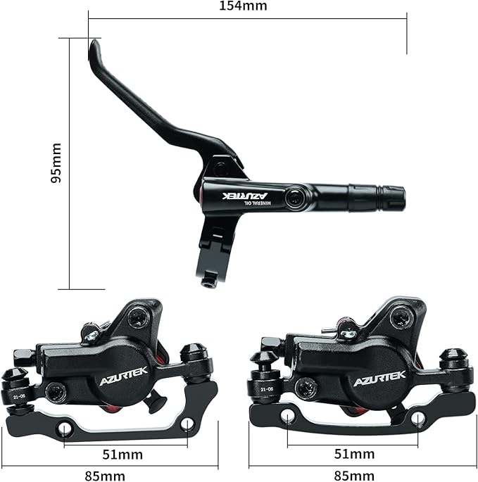 RUJOI Bike Disc Brake Kit, Hydraulic Disc Brake Set with Aluminum Oil Pressure Caliper and Full Aluminum Alloy Bicycle Brake Lever, 2 pcs 180mm Rotor, Pad Adjuster for Road Bike, Mountain Bike.
