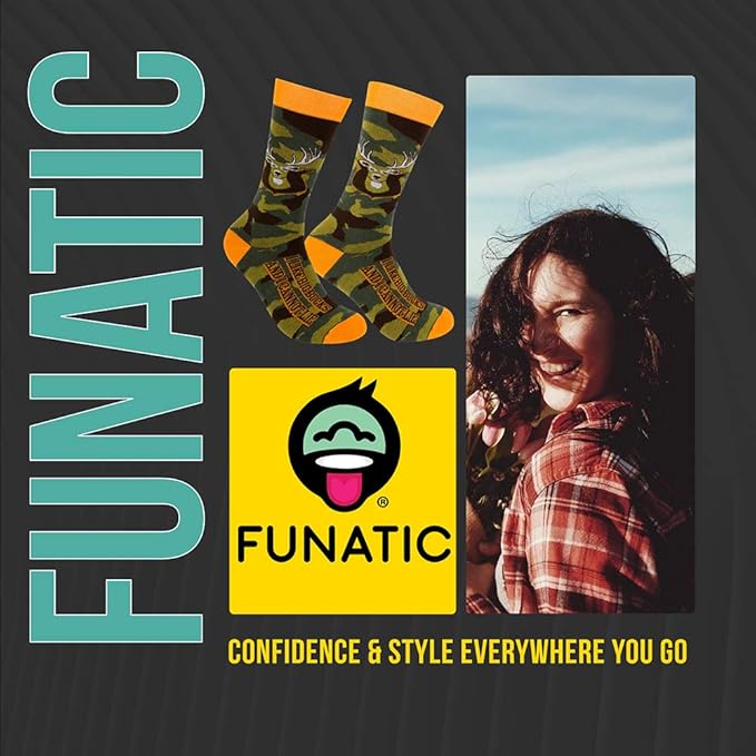FUNATIC Funny Outdoor Themed Socks for Men Women - Novelty Gifts For Golfing, Fishing, Hunting, Bigfoot, Pickleball, and More