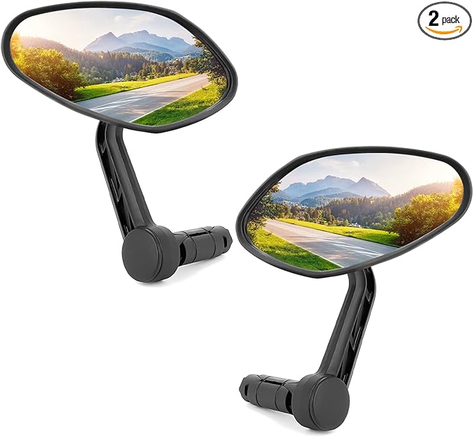 Arkham Bike Mirror for Handlebar HD Bar End Bicycle Mirror Thickened Auto-Grade Glass for Handlebar Rearview Mirror Multi-Angle Adjustable, E-Bike Universal(Oval Pair)