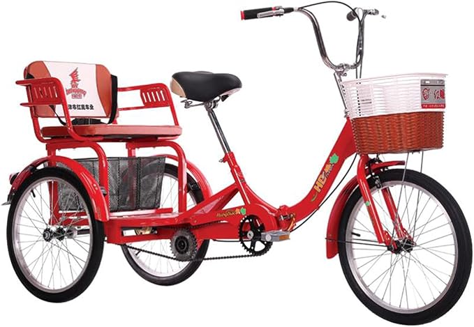 Three Wheel Bike Outdoor 20 Inch Adult Tricycle Trike Bike Cruiser with Rear Bike Basket for Dogs Or Groceries Single Speed Hybrid Commuter Exercise Bike for Women Men Cycling Pedalling