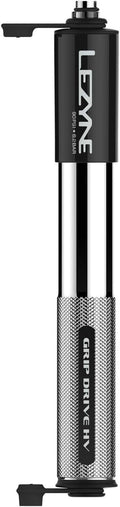 LEZYNE Grip Drive HV High Volume Bike Hand Pump | 90 PSI CNC-Machined Aluminum Mini Bicycle Pump for MTB & Gravel Tires, ABS Flex Hose, Presta & Schrader Compatible, Frame Mount Included