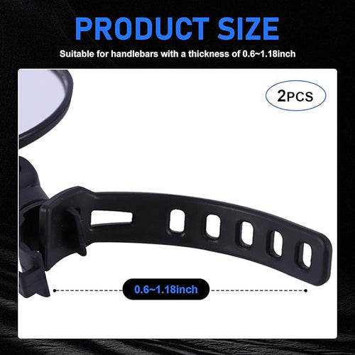 2 PCS Bike Handlebar Mirror, Scratch Resistant Bike Rear View Mirror Glass, Adjustable and Rotatable Bike Mirror Handlebar Mount (Black)