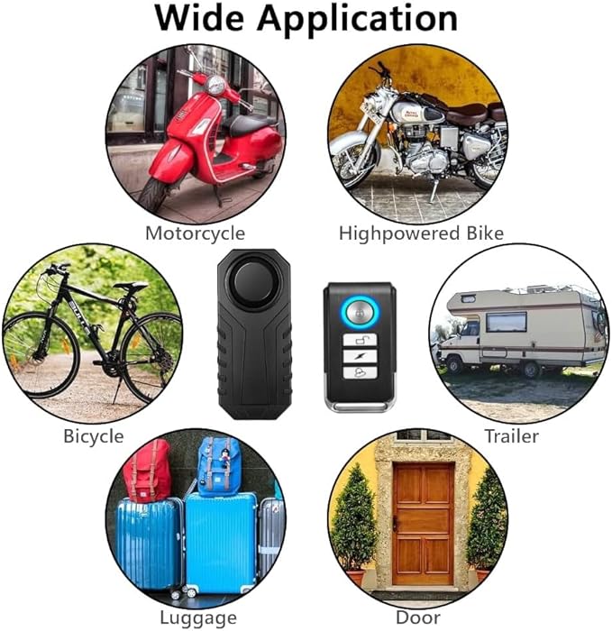 Japard Loudest 113dB Bike Alarm with Remote, Wireless Anti-Theft Vibration Motion Sensor, IP55 Waterproof Bicycle Motorcycle Bell, KS-SF22R (4 pcs)