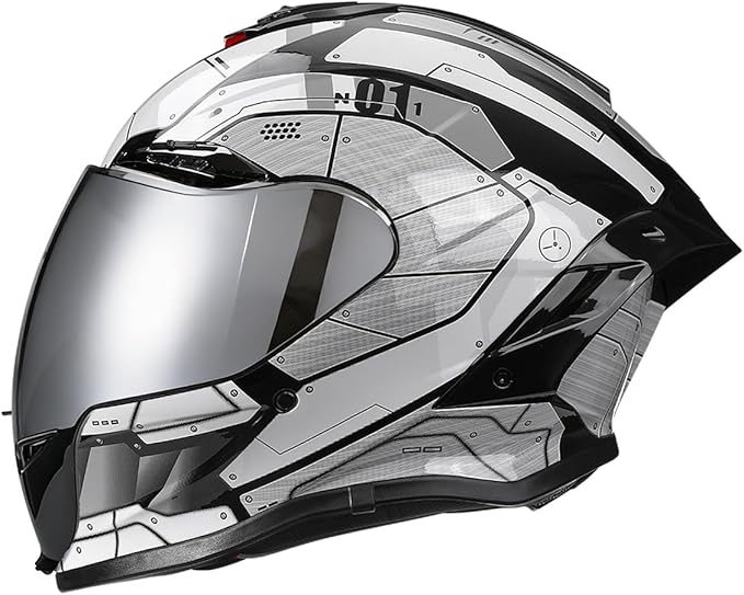 Full-face Helmet Biker Helmet ABS with EPS Cushion Liner Removable Washable 8 Air Vent Free Switch Long and Short Lens Replacement for Adult Unisex