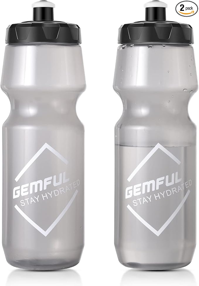 GEMFUL Cycling Water Bottle BPA Free Reusable Bike Gym Fitness Clear Squirt Squeeze Bottles Sports Leakproof Bicycle Workout 24oz 2 Pack