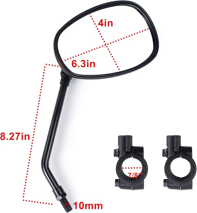 Universal Motorcycle Mirrors Black Rearview Mirrors with 7/8” Handle Bar Mount For Bike, Motorcycle