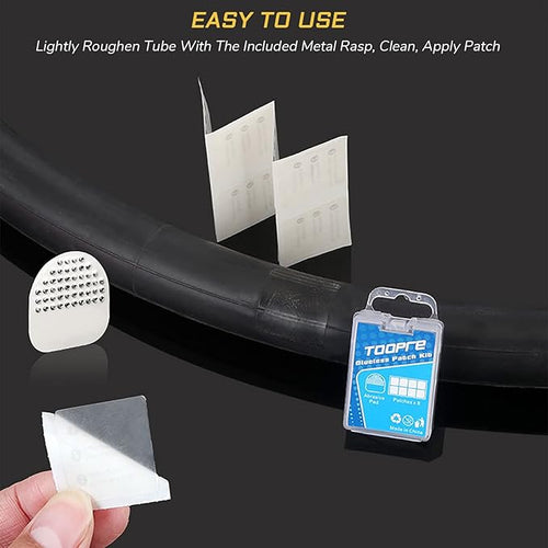 2 Packs Bike Tire Puncture Repair Patch Kit 16 Self Adhesive Patches and 2 Scuffers in Total for Road and Mountain Bicycle Inner Tube Repair Quick Easy Patches