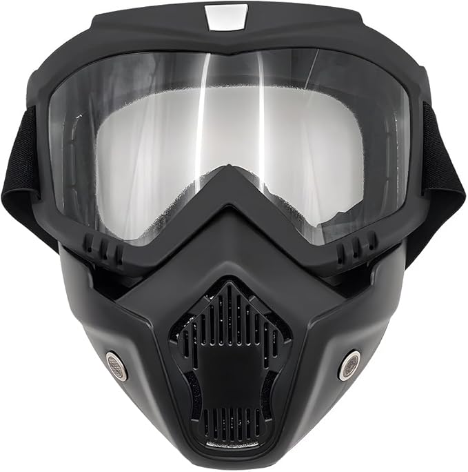 Motorcycle Helmet Goggles, Fog-Proof Goggle Face Protection Mask, Riding Racing Goggles for Men Women (Transparent)
